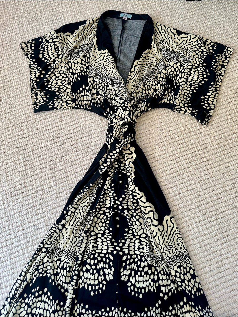 Issa London Black and Cream Printed Wrap Maxi Dress